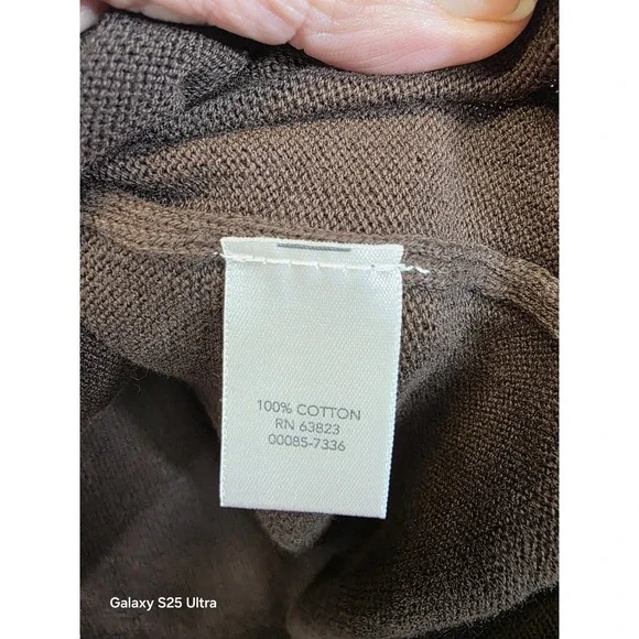 CJ Banks 3X Cardigan Brown 3D Floral Light 100% Cotton Office Staple 3/4 Sleeve - Picture 7 of 8